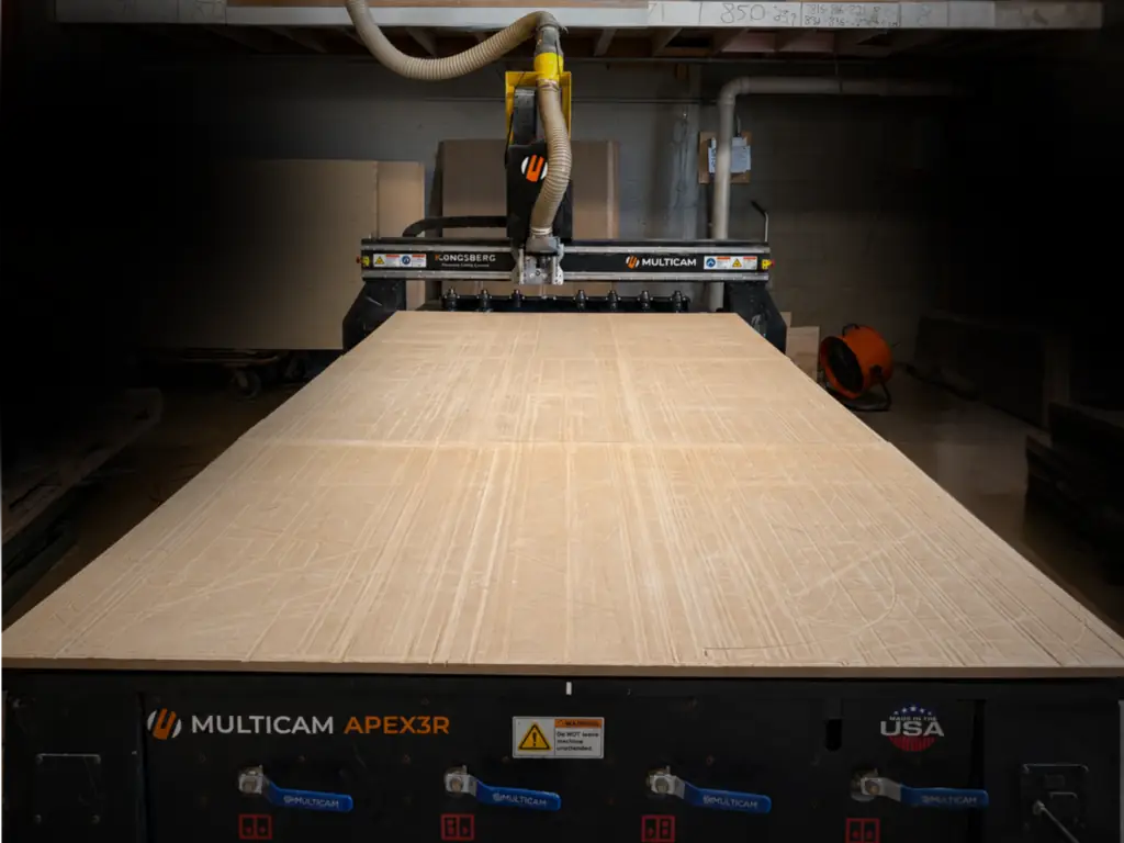MultiCam APEX3R CNC router machine used for precision countertop fabrication at SolidSurface Designs